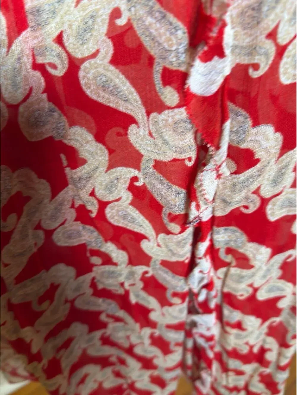 The Kooples Paris Red Paisley Ruffle Mini Dress Size 1 NWT Sheer Long Sleeve $42